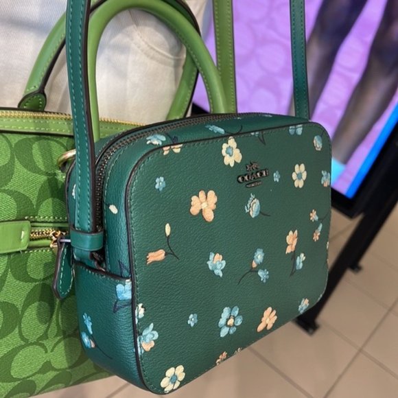 Coach Bags Coach Mini Camera Bag With Mystical Floral Print Green